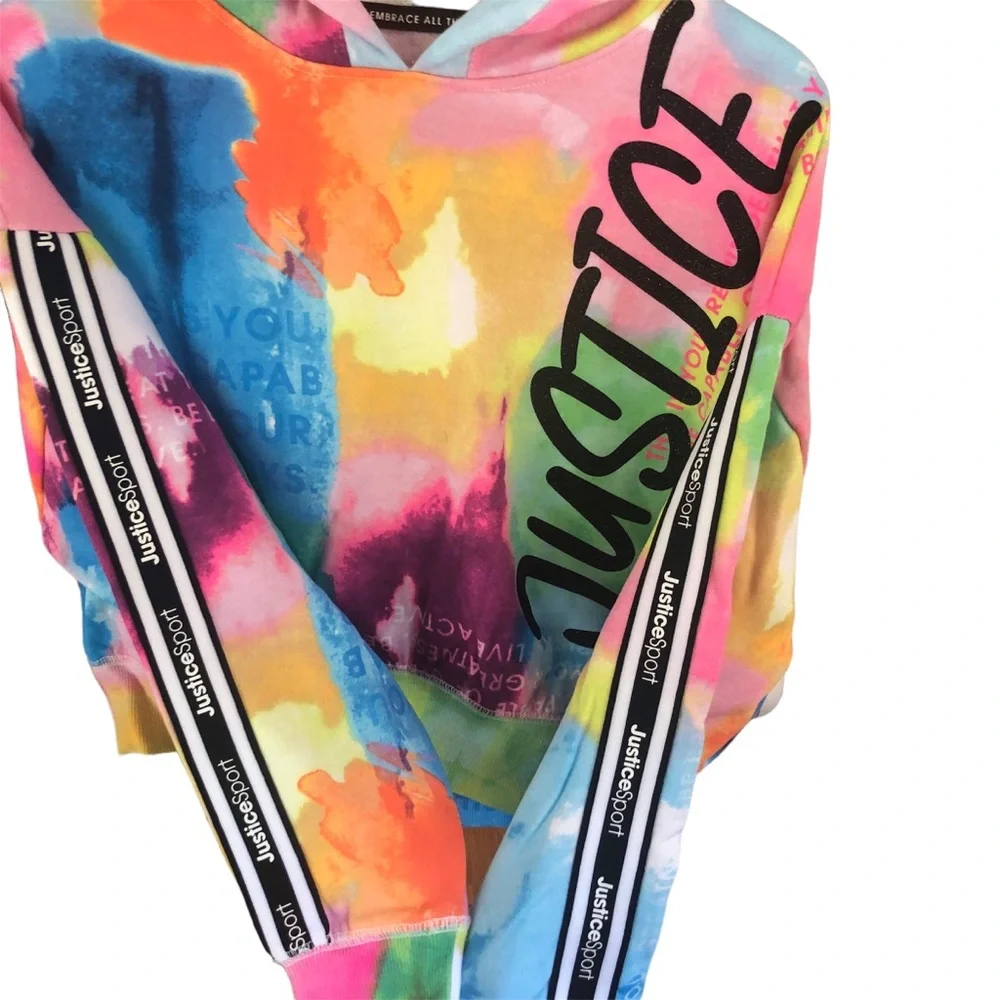 Justice hoodie kids bright‎ and beautiful size M (10) Crop